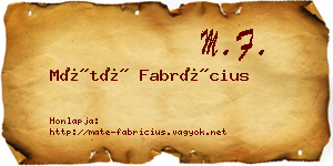 Máté Fabrícius névjegykártya
